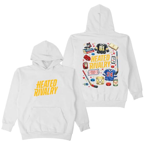 PHARCOYOU Heated Rivalry Merch - Sudadera con capucha de manga larga con estampado vintage para mujer y hombre, blanco, XXL