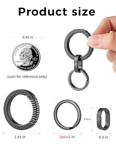 FEGVE Titanium Quick Release Key ring, Side-Pushing Designed Key Rings for Home Car Keys
