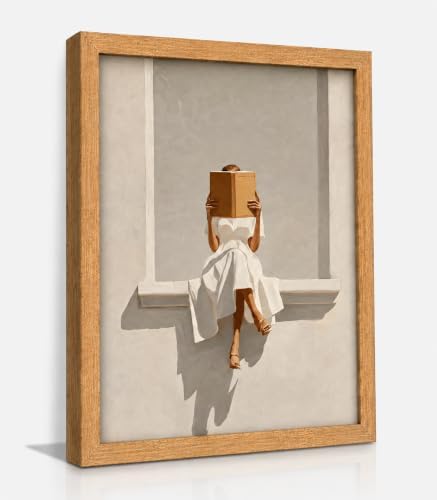 MRBM Reading Woman Wall Art Print, Minimalist Picture Painting Wa...