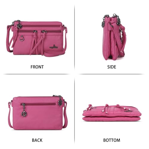 Image of Angel Kiss Small Crossbody Bag for Women Leather Crossbody Purse Triple Compartments Cell Phone Purse Shoulder Bags for Women