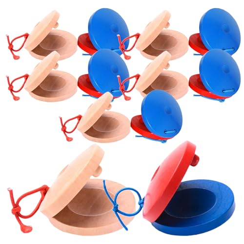 YARNOW 12個の木製ハンドクラッパー:ミニカスタネットおもちゃ子供リズム玩具 - パーティー用ミニサウンドボードノイズメーカー - 子供用ミュージカルカスタネット楽器