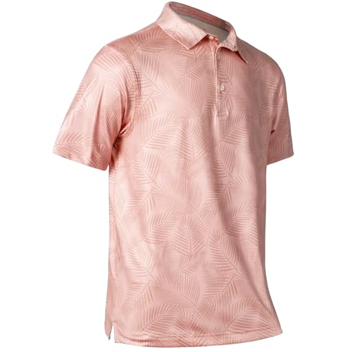 Ephemoca Mens Golf Shirts Short Sleeve Dri Fit Moisture Wicking Performance Sport Print Golf Polo Shirts for Men Orange L