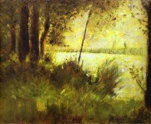 Peinture à l'huile Seurat Grassy Hill - Décoration murale salon et tableau de paysage classique