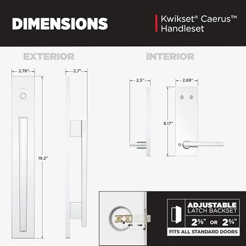 Image of Kwikset Caerus Front Door Lock & Deadbolt Set, Entry Handleset with Interior Reversible Lever, Polished Chrome, Dummy Deadbolt Double Door Handleset