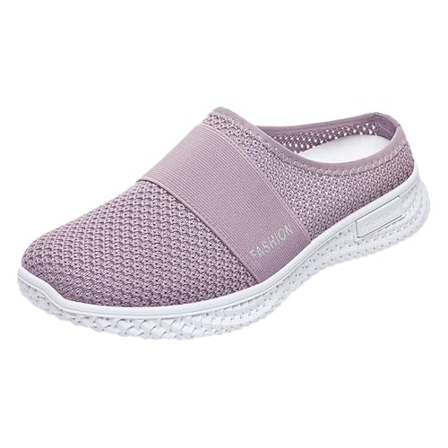 Zapatillas ortopédicas para mujer, sin espalda, con soporte de arco, suaves, para exteriores, informales, de malla de punto, transpirables, para mujer, Purple, 39 EU