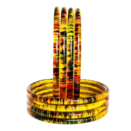 Image of NMII Premium Glass Bangle Set for Women | Multicolor Designer Kangan | Fancy Kanch ki Chudiya | 3D Transparent Chudi Set | Wedding & Festive Occasions Bangles