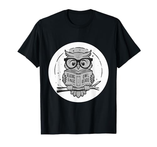 Cute owl with book and reading glasses T-Shirt