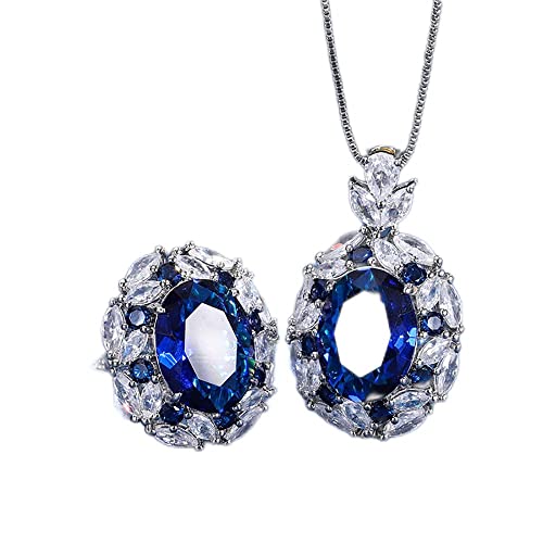 Joyería de boda con zafiro y esmeralda de 12x16mm para galas de gala