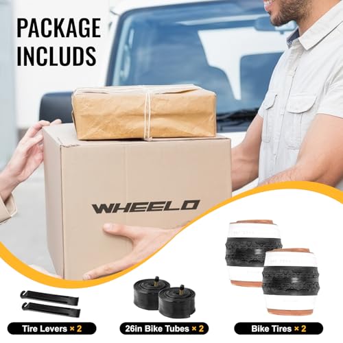 WHEELO 26 inch Cruiser Bike Tires Set: 2-Pack 26x2.125 Replacement Puncture-Resistant Bicycle Tires and Pair 26-inch Inner Tubes with Tire Levers for Beach Cruiser and Urban Commuting Bicycle, White by WHEELO - Image 6