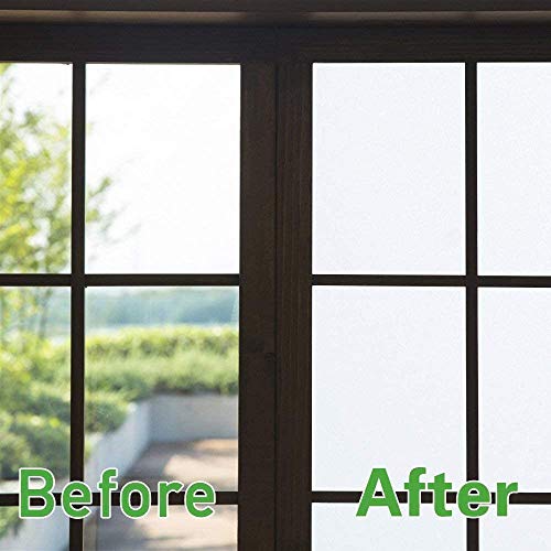 Niviy Etched Privacy Window Film Frosted Glass Static Cling Non Adhesive Window Frost Film for Home Office, White, 35.4 x 78.7 inch - Thumbnail 2