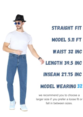 Image of Men's Straight Fit Stylish Non Stretch Mid Rise Pure Cotton Crafted with Premium Fabric Relaxed Jeans Available in Variety of Colour