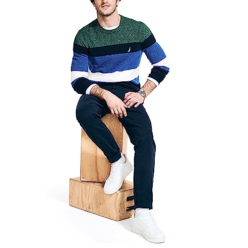 Nautica Men's Sustainably Crafted Striped Textured Crewneck Sweater4
