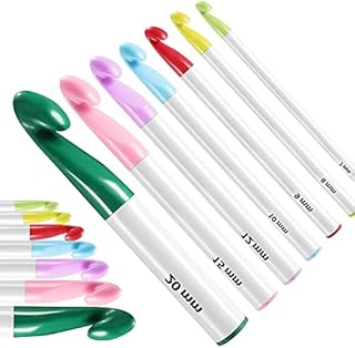 Large Crochet Hooks Set, 7 Piece Plastic Crochet Large 20mm 15mm 12mm 10mm 9mm 8mm 7mm Extra Large Crochet Hooks for Sewing Yarn, Extra Roving, Knitting Crafts, Beginner Crochet Hook Set for Beginners