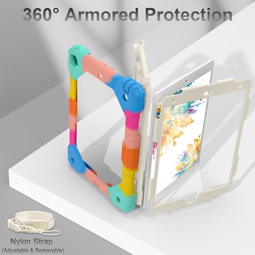 Image of Auizotl Case for iPad 9th /8th /7th Generation 10.2 Inch iPad Case 9th Generation with Screen Protector /Rotate Stand /Pen Holder,Military Grade Shockproof i Pad 9th /8th /7th Gen Cases,Colorful