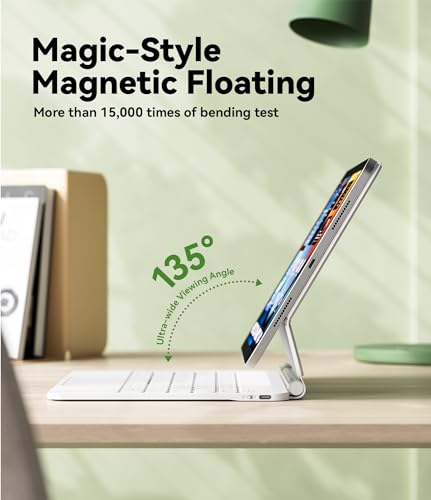 Image of GreenLaw iPad 10th Generation Keyboard 2022, Magic-Style Magnetic Keyboard Stand, 7 Color Backlit Scissor Keys, Stain-Resistant Surface, Multi-Touch Trackpad, for iPad 10th Gen 10.9 inch, White