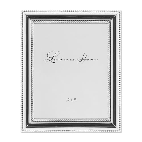 Lawrence Frames 510745 Metal Picture Frame Silver-Plate with Delicate Beading, 4 by 5-Inch, Silver
