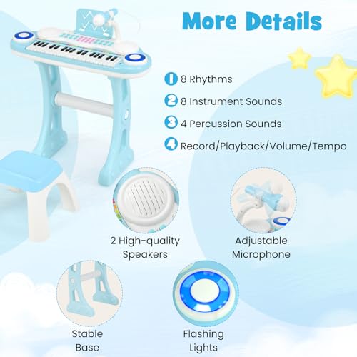 Piano électronique pour enfant de 3 ans, le cadeau idéal bleu