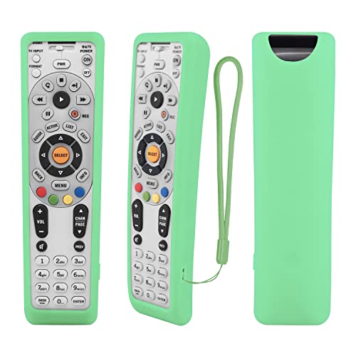 CHUNGHOP Protective Silicone Remote Case Compatible with DirecTV RC64 RC65 RC66RX RC66 Remote Control, Anti-Slip, Shockproof, Washable, Skin-Friendly with Lanyard (Glow in The Dark, Green)