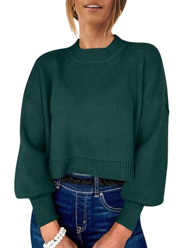 Image of ANRABESS Cropped Sweaters for Women Long Sleeve Oversized Fall Outfits