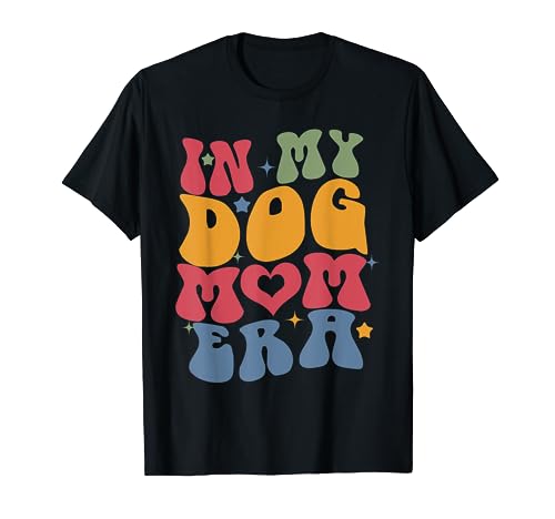 In My Dog Mom Era Divertente Cane Mamma Groovy Maglietta
