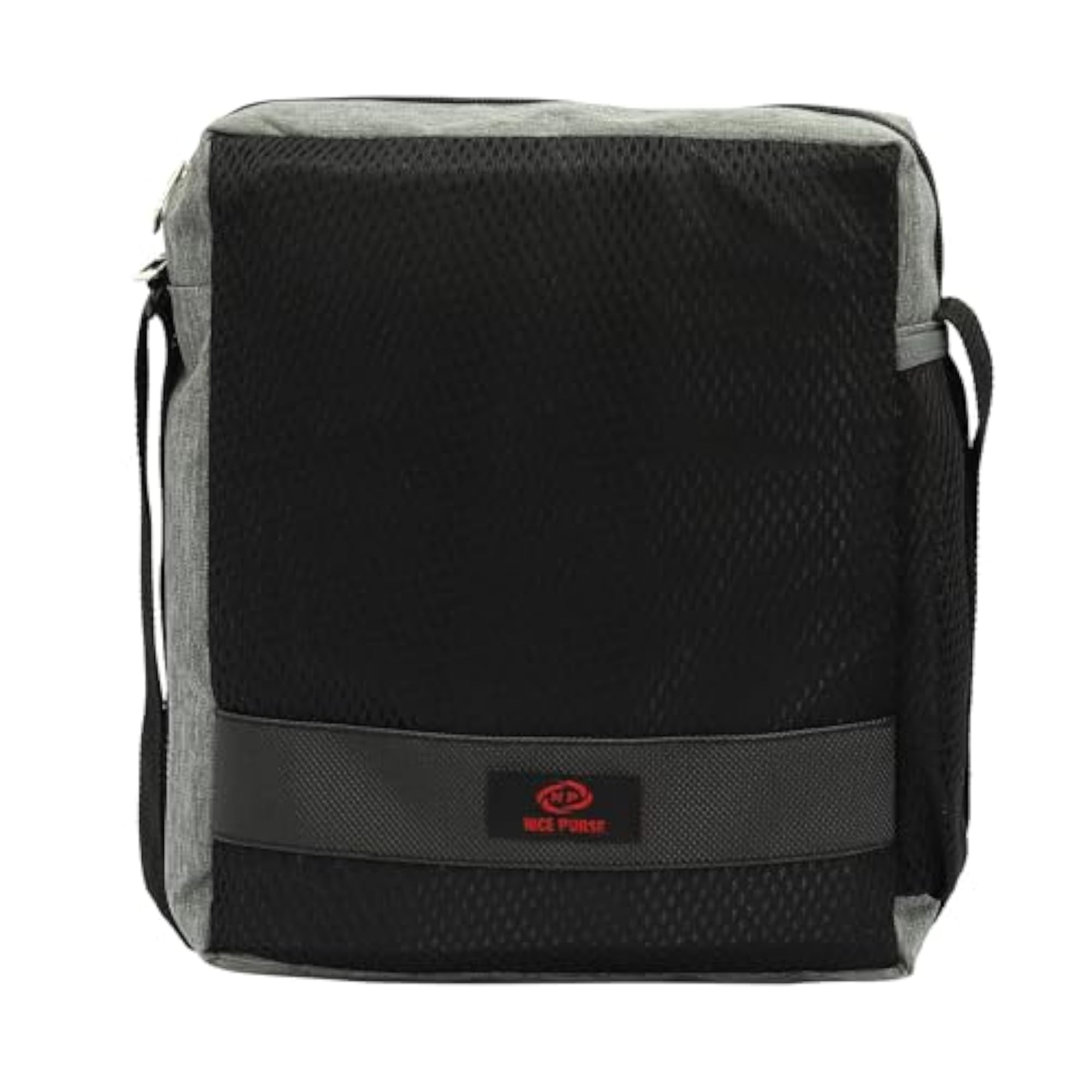 Black and Grey Messenger Shoulder Bag, Textured Design