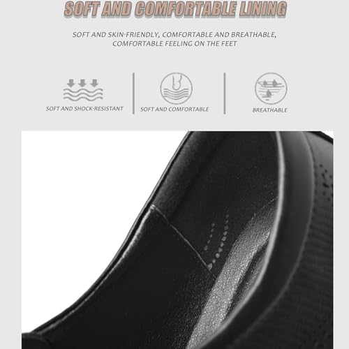 Men's Leather Brogue Oxford Shoes Classic Round Toe Block Heel Lace-Up Business Dress Shoes Retro Derby Oxford 5