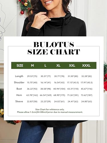 Bulotus Fall Sweaters for Women 2025 Cowl Neck Asymmetrical Long Tunics for Leggings Vacation Travel Tops with Pockets