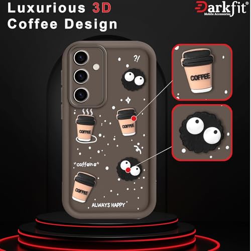 Image of DARKFIT Back Case Cover Compatible for Samsung Galaxy A54 5G | Cute Fun Cartoon 3D Ball | Coffee Silicone Case | Case Cover with Camera & Body Protection| Shock Proof | for Samsung A54 5G| Color Brown