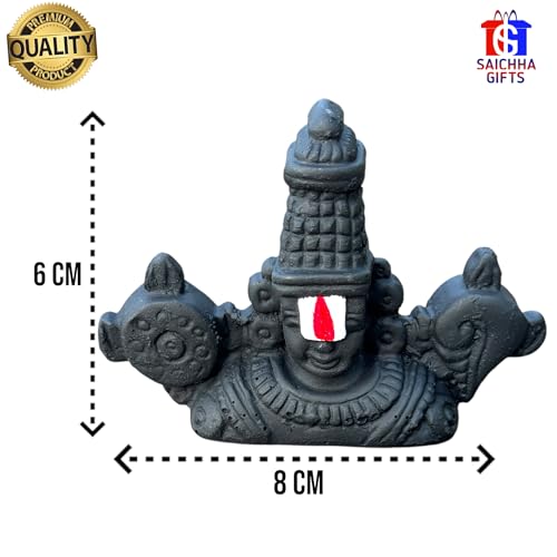 Image of Tirupati Balaji Idol for Car Dashboard, Venkateswara Swamy murthi, Vaastu Advised Balaji Statue - Tirupati Balaji Murti Idols for Pooja Room (Black Small 6 CM)