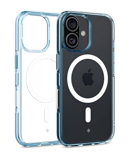 Image of Spigen Caseology Quartz Crystal Mag Back Cover Case for iPhone 16, MagSafe Compatible, Clear Transparent - PC+TPU | Crystal Blue