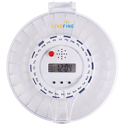 LiveFine Automatic Pill Dispenser, 28-Day Electronic Medication Organizer with Alarm Reminders, Flashing Light and Safety Lock - Dispenses Prescriptions Up to 6 Times Per Day - Clear Lid - Thumbnail 4