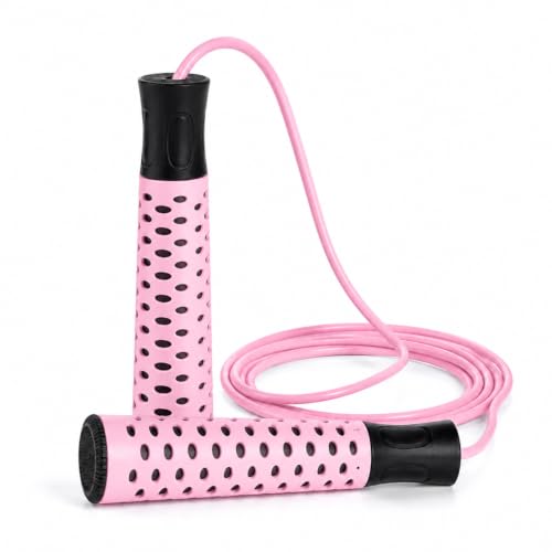 Image of Skipping Rope with Ball Bearing for Men, Women & Kids | 300 cm Jump Rope with Smooth Rotation & Comfortable Grip | 270 cm Effective Rope Length | Fitness, Cardio, Exercise & Workout Rope- Pink