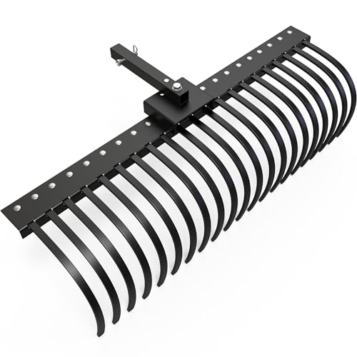 YITAMOTOR 5FT Tractors Rake 21 Pine Straw Rake Fits 2" Receiver for Lawn Tractors or ATV/UTV 5FT 2" Receiver Tractors Rake