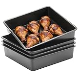 KEILEOHO Lot de 4 plats à gratin carrés - 20 x 20 cm - En acier au carbone - Pour gâteaux, toasts, toasts - Gris foncé