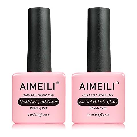 AIMEILI 2PCS Nail Foil Glue 15ml Nail Art Foil Transfer Glue for Foil Stickers Transfer Glue Gel Nail Art DIY UV LED Cure Needed Cover