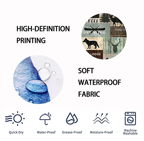 Dia Magico 4Pcs Rustic Cabin Shower Curtain Set, Patchwork Black Bear Deer Elk Moose Fox Rabbit Woodland Animals Hunting Lodge Country Farmhouse Bathroom Decor Fabric Shower Curtain, Non-Slip Bath Mat #TOP6