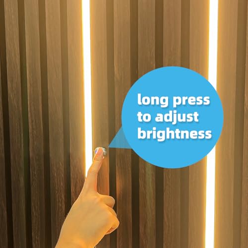 art3d led recessed lighting kit - 6pcs self-adhesive white led light with smart switch 3000k touching switch light for wood slat wall panels headboards stairs under cabinet home decor