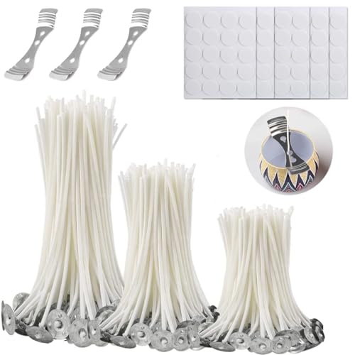 Reviews de Mechas - los más vendidos. 43 Voyzdx 308PCS Vela Pabilos Mecha Accesorios para Hacer Velas,300pcs Mecha de Algodon para Velas con 3 Soporte y 100 Pegatina,3 Tamaños (10-15-20 cm) para Velas, Fabricación de...