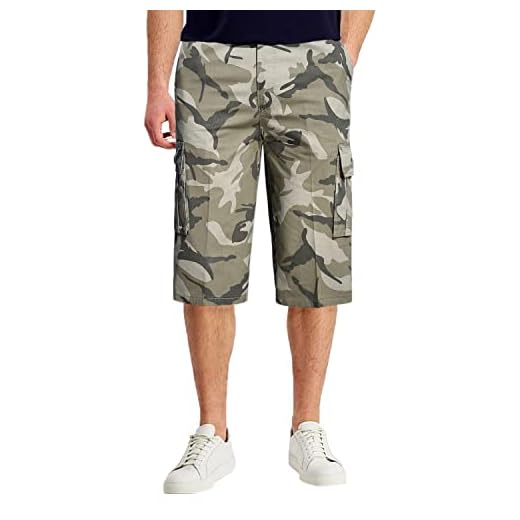 Yukirtiq Short 3/4 Homme Pantacourt Bermuda Cargo Camouflage Short Militaire Pantalon Outdoor Casual Coton Leisure Shorts
