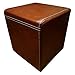 Quattro Meble Antic Braun Echtleder Hocker 40x40x45cm Sitzhocker Rindsleder Sitzwürfel Fußhocker Polsterhocker Puff Echt Leder mit Ziernaht