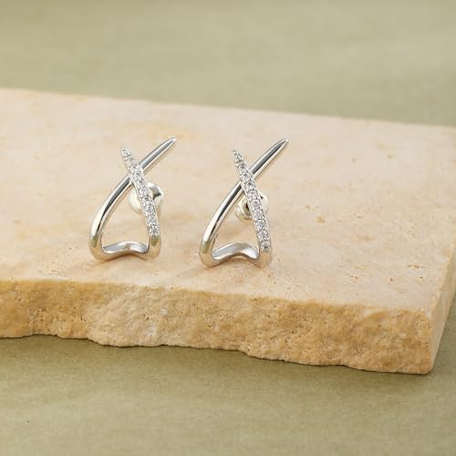 Elegant Silver Stud Earrings for Women - Trendy Dainty Small Hypoallergenic Earrings with Diamond Cubic Zirconia - Perfect Gift from JIKASI Jewelry - Image 5
