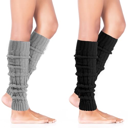 Pleneal Leg Warmers for Women - 2 Pairs Warm Cozy Leg Warmers Socks 80s Accessories for Sports Party