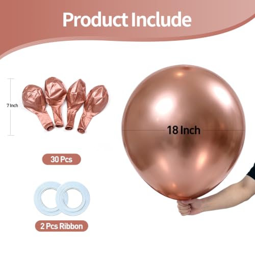 Image of KALOR 18 Inch Metallic Roe Gold Large Latex Round Balloons 30-Pack