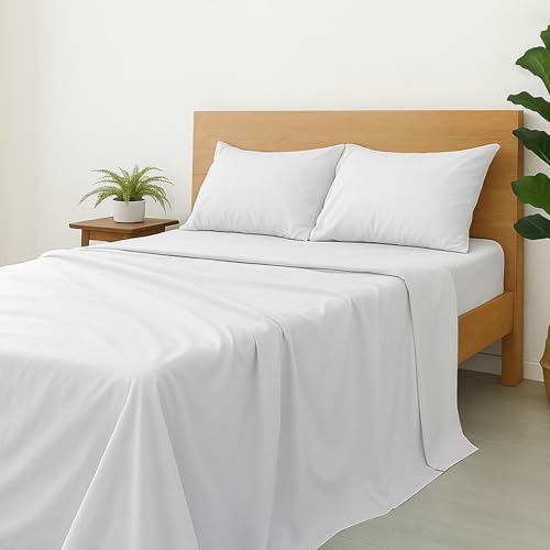 Cottinton Lane 4 Piece RV King 72 x 80 Size Sheet Set, Premium 100% Cotton Bed Sheets Sets, 16 Inch Deep Pocket with Elastic All Around, Soft & Luxurious Hotel Quality Sheets, White Solid