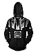 Produktbild QYIFIRST Herren Jacke Wars Ren Mantel Cosplay Kostüm Zip-Up Hoodie Leichte Gedruckt Jacket mit Taschen Schwarz L (Chest 110cm)