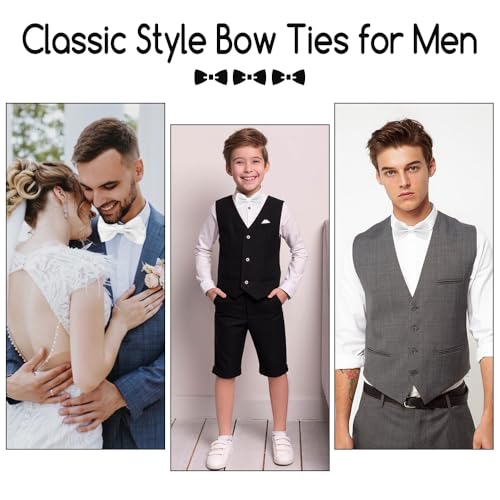 Image of Bow Ties for Men,Mens Bow Tie,Black Ties for Men,Black Tie Adjustable Solid Color Pre-tied for Boy Party Wedding