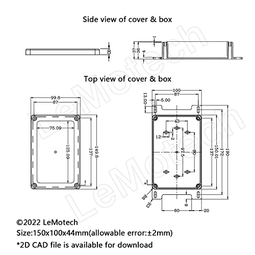 Lmioetool Junction Box Ip65 Waterproof Dustproof Abs Plastic Universal Electric Project Enclosure With Fixed Ear Black 5.9X3.9X1.7 Inch (1Pc) #TOP7