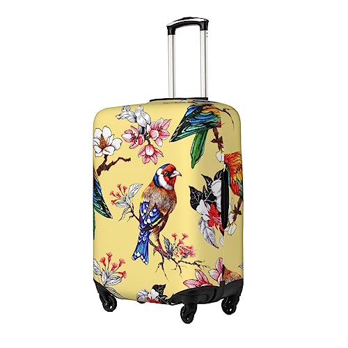 Beautiful Bright Birds And Flowers Luggage Cover Washable Elasticated Luggage Covers for Suitcase TSA Approved Stylish Scratch Resistant Luggage Case Protector2