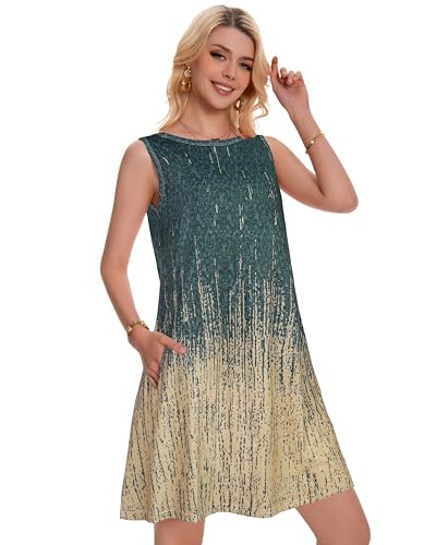 Image of Summer Dresses for Women Beach Boho Sleeveless Vintage Floral Flowy Pocket Tshirt Tank Sundresses 2026