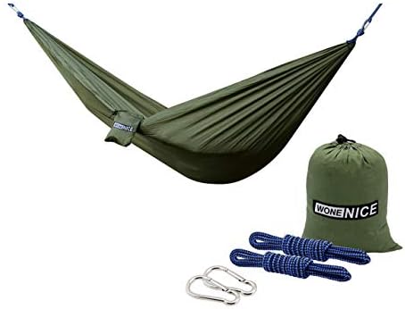 WoneNice Camping Hammock - Portable Lightweight Double Nylon Hammock, Best Parachute Hammock with 2 x Hanging Straps for Backpacking, Camping, Travel, Beach, Yard and Garden